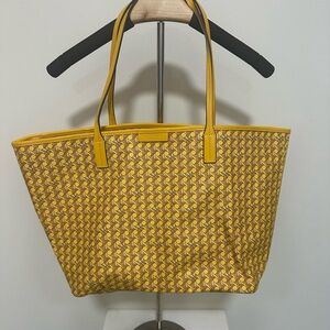 Tory Burch Yellow and Brown Patterned Tote